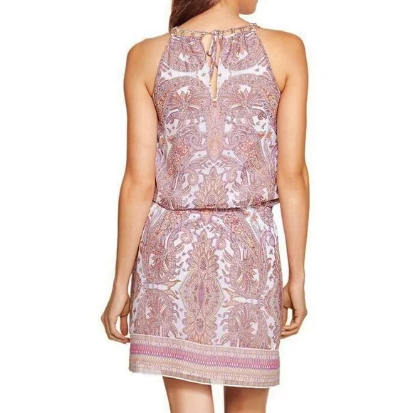 White House Black Market Sleeveless Paisley Blouson Short Dress Size M - Picture 4 of 12